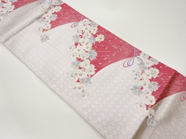 佐賀錦扇に花々模様織出し袋帯